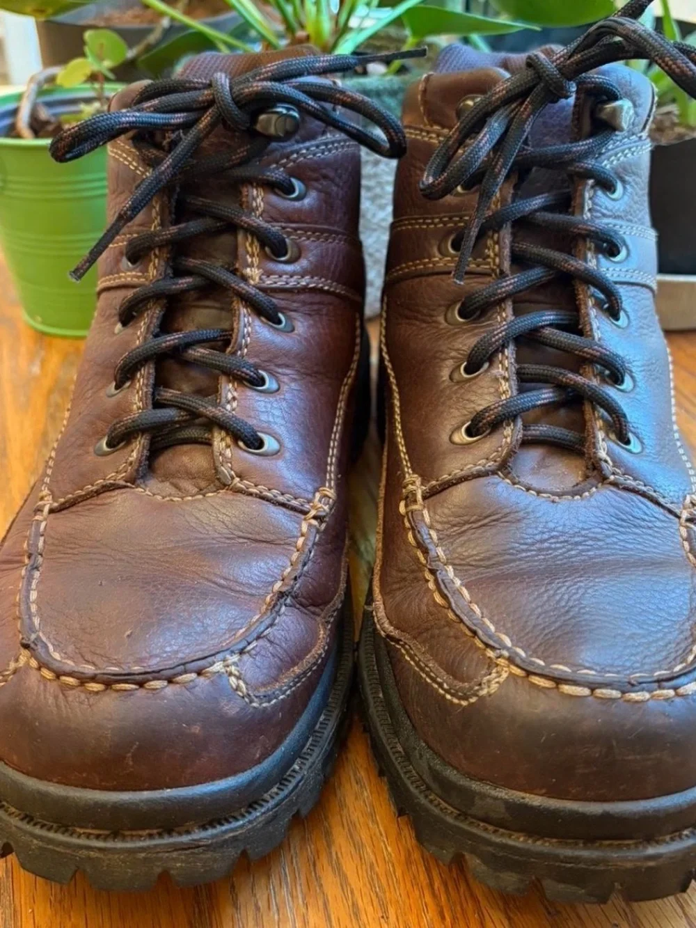 Vibram Casual Brown Boots Work Hiking  Size 10.5 Durable Laced Ankle High